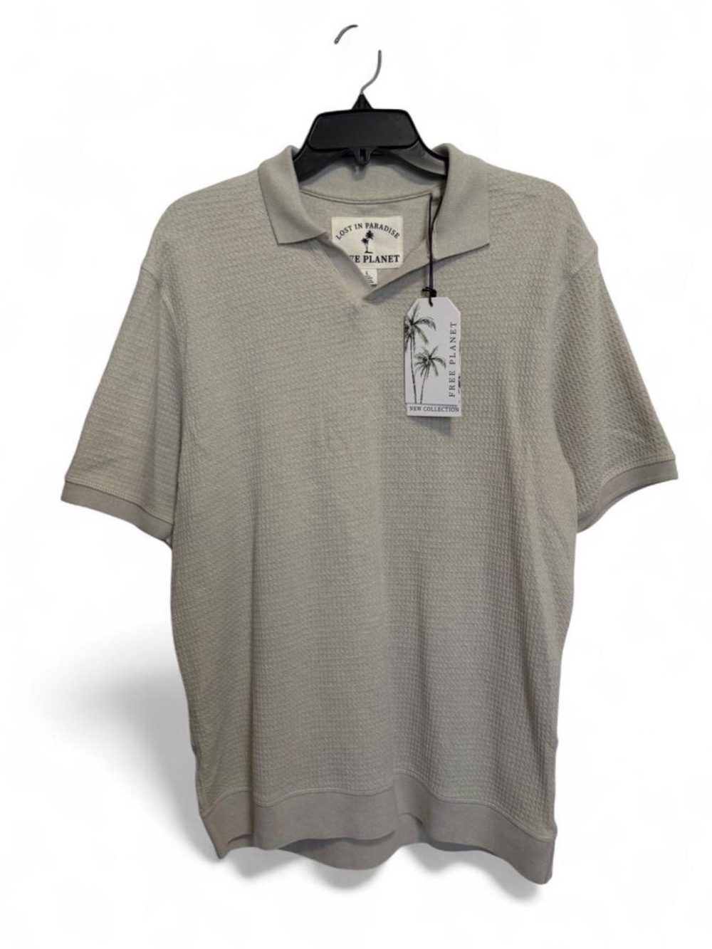 Free Planet Men’s Short-Sleeve Polo — Sand Beige